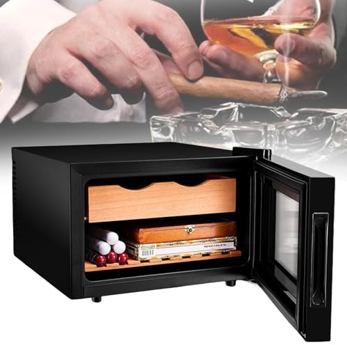 Electric Humidor, 100~150Pcs Cigar Humidor Cabinet with Cooling Temperature Control, Electric Cooling Cigar Fridge with Cedar Wood Shelves(Black)