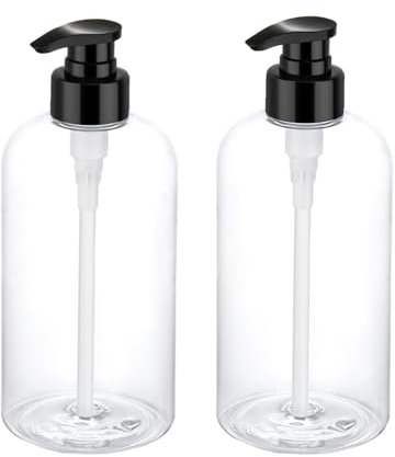 Bynccea 500ml Bottiglie Vuote Pompa a Pressione Plastica Dispenser Sapone Doccia, 2 Pezzi Flacone Dosatore Vuoti Dispenser Contenitore di Sapone Per il Bagno, Cucina, Shampoo e Lozione- Trasparente