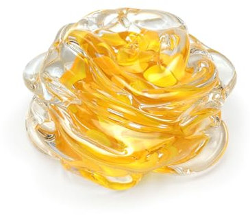 Cá d'Oro Briefbeschwerer im Murano-Stil, gelbe Rose, mundgeblasen, Kunstglas, Kristall, für Büro, Raumdekoration und Tafelaufsatz – Rose