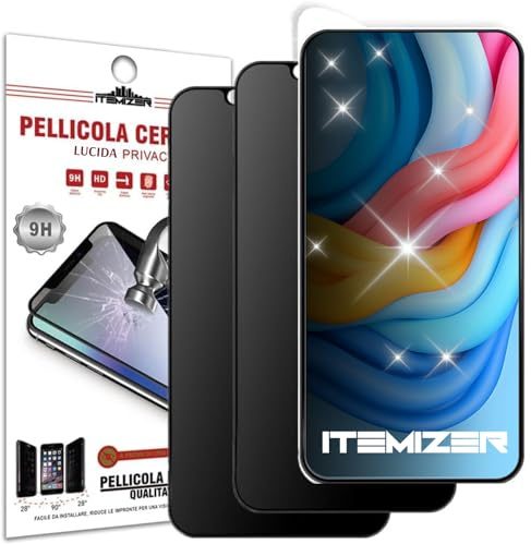 iTemizer 2x Premium Quality Pellicola Privacy per iPhone 16 Pro. Pellicola Lucida per iPhone 16 Pro Anti-spia. Pellicola protettiva 9H. Vetro lucido, Clear, Ceramic. Tutti i modelli. 2 PEZZI