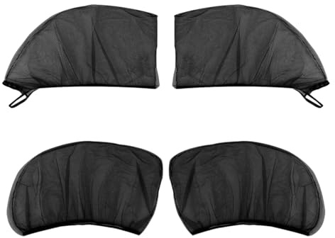 GXGM Tendine Parasole Auto Bambini,4 Pezzi Tendina Parasole Auto,Universale Parasole per Auto Anti-UV,Tendine Parasole Finestrini Laterali Elastico,Anti Zanzare Ventilazione,Proteggi Bambini e Animali