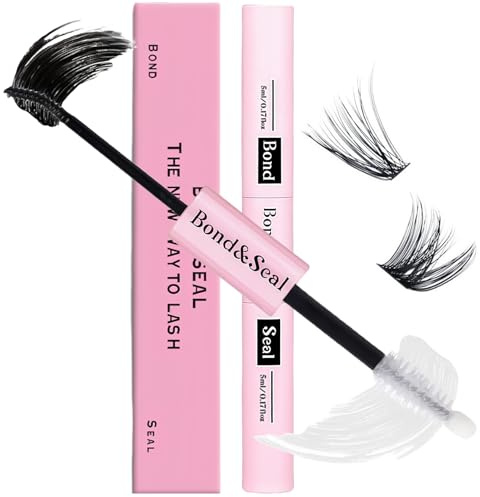 Lash Bond and Seal, 2-in-1 Waterproof Mascara & Eyelash Glue Kit - Strong Hold Adhesive for DIY Lashes, Gentle on Sensitive Eyes