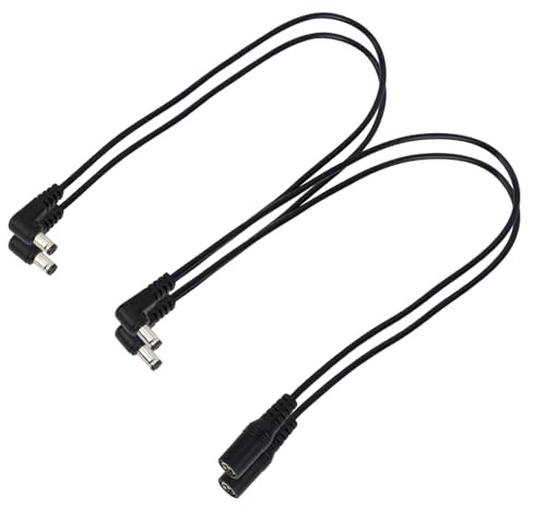 BTFO 2stk 1 Bis 2 Stromkabel für Gitarrenpedale, Daisy Chain 9-V-DC-Pedal-Netzteil-Splitter-Adapterstecker für Gitarreneffektplatine Praktisches Zubehör(Schwarz)