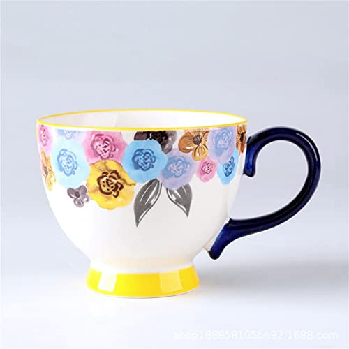 XFZJCHAP BBCBBZ Cerámica Nordic Oat Cup Caza de desayuno caliente Desayuno Europeo y Americano Precioso taza de leche grande pintada (paquete de 3)