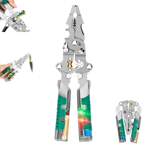 Wire Strippers Electrical, Electrical Pliers, 8 in 1 Electricians Pliers for Wire Stripping Cutting, Folding Stylus Screwdriver Wire Stripper, Multi Tool Electrician Pliers Multifunctional