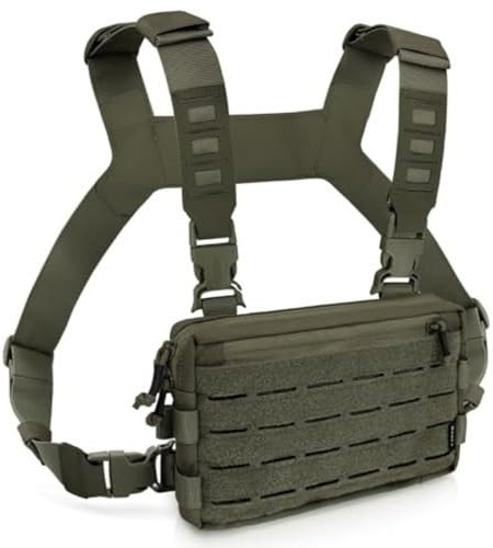 Tacticals Chest Rigs Pack Herren Lauftasche mit Frontschlaufe Recons Chest Rigs für Outdoor-Workouts Running Pack, armee-grün, Mass Beauty