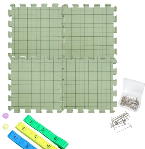 Tappetini di blocco - Schiuma EVA verde, cuscinetto di allineamento griglia resistente, bordo in schiuma modellante preciso, set di piastrelle di montaggio leggero | allineamento del filo, progetti di