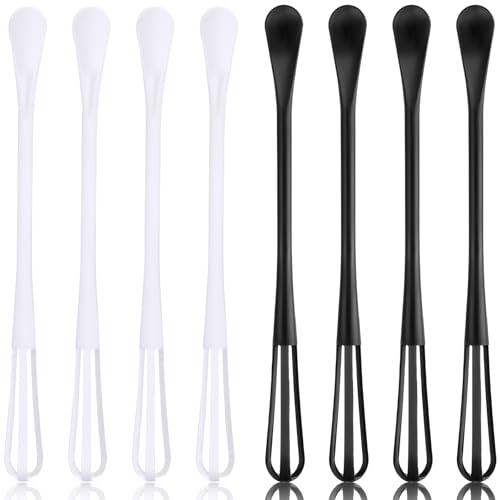 WJIAAA 8 Pcs Mini Whisk Set, 2 in 1 Small Whisks with Spoon, Plastic | Tiny Whisks for Whisking Beating Blending Eggs Sauces Mixing, Multifunctional Kitchen Utensils 8.6 Inch