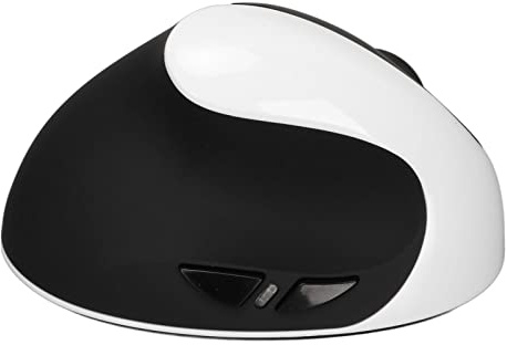 KIMISS Ratón Vertical para Zurdos 2.4G Diseño Ergonómico Inalámbrico Recargable dpi Ajustable para Usuarios Zurdos, Adaptador USB Compatible con PC y Portátiles (en Blanco y Negro)