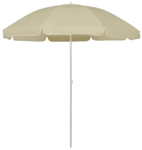 Holamys Strandschirm Sandgelb 240 cm, UV-beständiger Polyester-Sonnenschirm mit Kippmechanismus, 28mm Mast, für Garten, Terrasse & Balkon, Hawaii-Stil