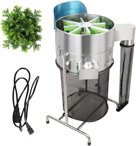 18in Electric Bud Leaf Trimmer 60w Plant Cutting Machine Stainless Steel Wet Trimming with Food Grade Blades for Rosemary Mint Coriander Parsley 1050-1250-1450 RPM 6.3 Gallon