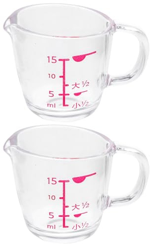 HOMSFOU Taza Medidora Pequeña 15 Ml 2 Piezas de As Transparente Resistente al Calor para Líquidos y Cocina, Vaso Medidor Multifunción Adecuado para Hogar, Restaurante y Cafetería
