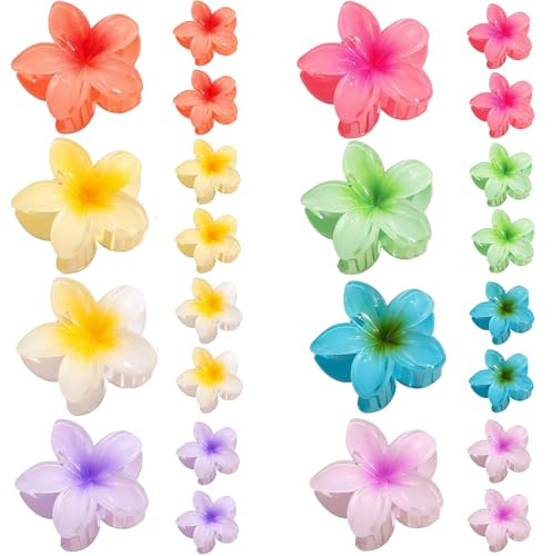 24Pc Blumen Haarklammer, BetterJonny Große Klauen Haarspangen Flower Hair Claw Clips Damen Rutschfeste Haarklammern Haarklauenclip Haarspange Krallenclip für Dünnes/Dickes Haar(8 Große 16 Kleine)