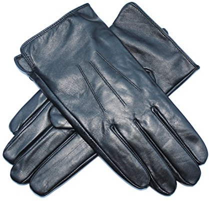 Jasmine Silk Herr lammskinn läder kashmir fodrade handskar svart, Svart, Small (7.5-8.5 Inches)
