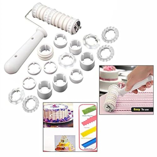 Gearmax 17 Rollos de Fondant, Cortador de Cinta de Fondant, para decoración de Tartas, plástico, Color Blanco