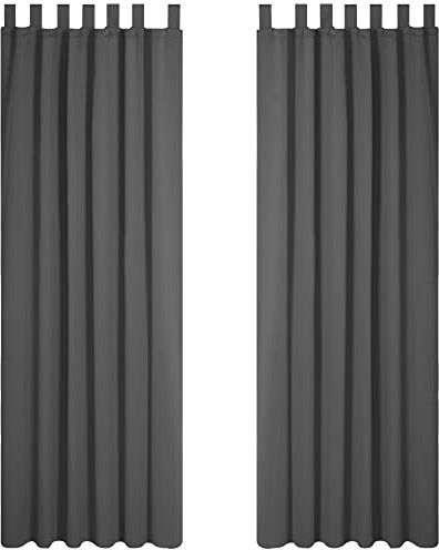 Deconovo Vorhänge mit Schlaufen Verdunklungsvorhänge 2er Set H175 x B140 cm Gardinen Blickdicht Wohnzimmer Curtains mit ösen Verdunkelung Dunkelgrau
