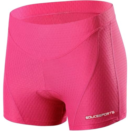 Souke Sports sous-Vêtements pour Femme Courts de Cyclisme 3D Rembourré Respirant Cuissard de Vélo Séchage Rapide,M,Rose-Rose