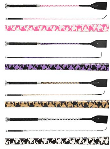 NETPROSHOP Dressurgerte & Springgerte mit Hahnentrittmuster - Stilvolle Reitgerte in 3 Längen (50/90 / 110 cm) & 4 Farben, Groesse:110 cm, Farbe:Pink
