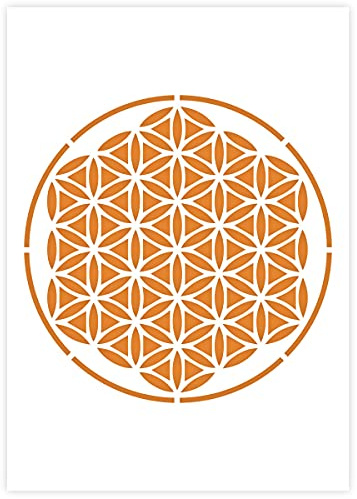 QBIX Mandala-Schablone - A4 blume des lebens Schablone für Möbel, Wände, Fußböden