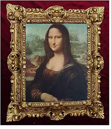 Mona Lisa Bild mit Barock Rahmen in Gold Wandbild von Leonardo da Vinci 45x38 cm Kunstdrucke Gemälde Retro Repro Antik für Home Büro Praxis Café 48B