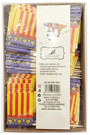 Durabol Palillos de Tapas con Bandera, Toothpick Flags Etiquetas Pequeñas para Magdalenas Decorar Tartas Bocadillos Cumpleaños Boda Fiesta de Bienvenida 3.5X2.5cm (Valencia 200pcs)