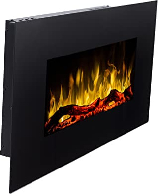 Camino elettrico Albion 33 | Camino a parete (750 W o 1500 W) | Simulazione di fuoco a LED | Profondità solo 14 cm