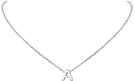 FindChic Collar Letra Inicial Mujer Acero Inoxidable Colgante Letra A Cadena Plateada Ajustable 41+5 cm Regalos Originales para Mamá Pareja Amigos durante Navidad Cumpleaños o Aniversarios