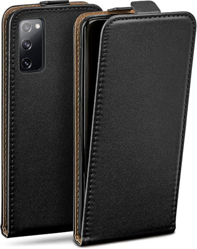 moex Flip Case für Samsung Galaxy S20 FE/FE 5G Hülle klappbar mit 360 Grad Schutz, Handyhülle mit Displayschutz, PU Leder Handytasche Lederhülle, Flip Case Cover Klapphülle, Schwarz
