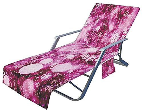 FANSU Sternenhimmel Schonbezug für Gartenliege Frottee Liegenauflage Garten Sonnenliege Handtuch mit 2 Taschen Stuhl Strandtuch für Schwimmbäder Strände Gartenhotels (Rosa,75x210cm)