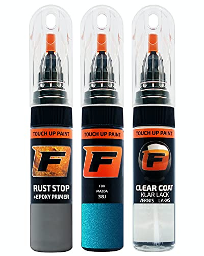 FIRANTO Lackstift Autolack Reparaturset für Mazda 38J Celestial Blue - 3-in-1 Autolack Kratzer Reparaturstift 15ml Grundierung, Klarlack