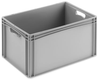 DIE BOX FABRIK Eurobehälter 600x400x320mm | geschlossene Box | Aufbewahrungsbox | Kunststoff Kisten | Lagerbehälter mit Griffen | robuste Stapelbox | Eurokiste | Mehrwegbehälter