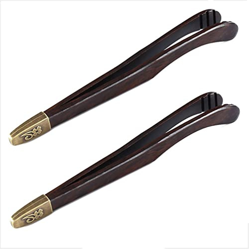 2 Pcs Wooden Teacup Tweezers Curved Chinese Tea Tongs Tea Ceremony Accessories, 18cm Long