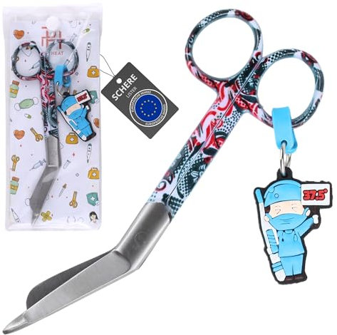 Ph Pro Heat Verbandschere Pflege für krankenschwester- Medizinische Schere aus Edelstahl - Erste Hilfe Schere mit Gravur – Verbandsschere Stumpfe Spitze.