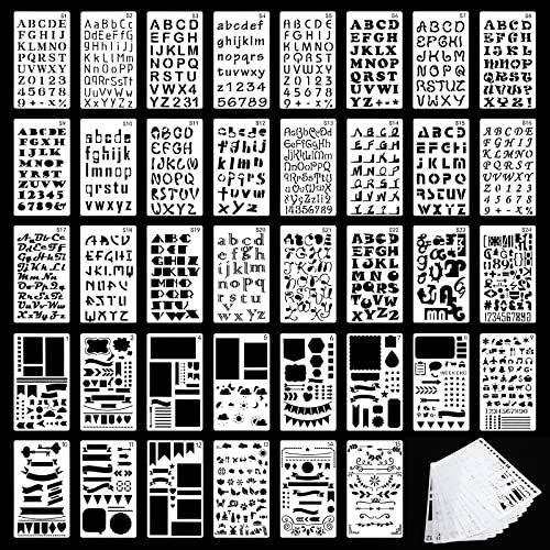 Coptiner 38 teiliges Tagebuch Schablonen Set, Buchstaben, Zahlen, Alphabet, Schablone, Planer für Notizbuch, Kunststoff, Planer, Schablone für Tagebuch, Scrapbook, DIY, Basteln, wiederverwendbar