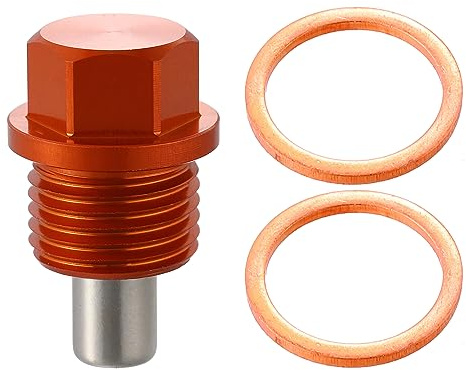 X AUTOHAUX Magnetische Ölablassschraube Für Toyota 86 BRZ 1 Stück | Farbe Orange, Material Aluminiumlegierung, Gewindegröße M16 x 1,5, Für Subaru Forester 11-14, Für 1er 1.6TNA, 2 Dichtringe