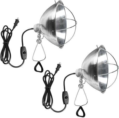 Simple Deluxe Clamp Lamp Light Socket with 10.5 Inch Aluminum Reflector and Bulb Guard, Suit for Max 250 Watt Lamp (No Bulb Included) with 18/2-Gauge 6 Feet Cord, 2-Pack
