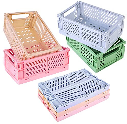 Vegena Lot de 7 petites caisses pliantes en plastique solide - Mini boîtes de rangement pliables - Mini boîtes de rangement pliantes - 15 x 10 x 5,8 cm
