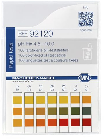 Macherey & Nagel pH-Fix 4,5-10,0 pH-Teststreifen, farbfixiert, nicht blutend, 85 x 5,5 mm, 100 Stück