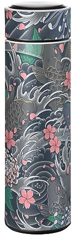 KAAVIYO Japanische Kunstwerk Rosa Blume Wasserflasche Edelstahl Trinkflasche Thermoflasche Thermoskanne Auslaufsichere Flasche