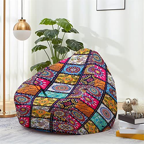 Highdi Sitzsackhülle Ohne Füllung Sitzsack für Kinder Erwachsene Paisley Sitzsack Hülle Sitzsackbezug Sitzsack Bezug Lazy Bean Bag Sitzsack Stuhlbezug Indoor Outdoor (90 * 110cm,Rosa bunt)