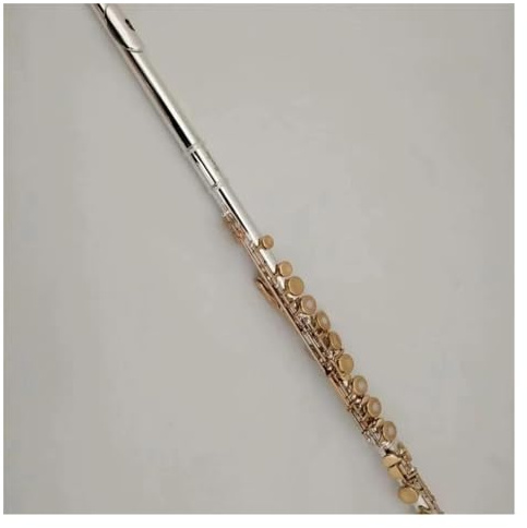Querflöte Instrument Kupfernickel-Gold, Versilbert, C-Ton-Flöte, Silberner Körper, Goldene Klappe, 16 Löcher, Geschlossen, Offen, Plus E-Klappe, Flöteninstrument