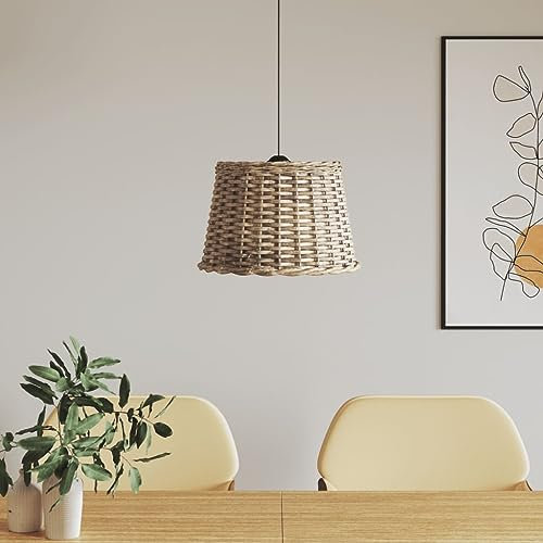 Homgoday Brauner Weidengeflecht-Lampenschirm für E27 Birne, Dekorativ & Funktional, 40cm Durchmesser, für Wohnzimmer & mehr Model364377