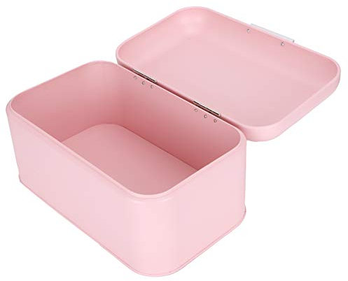 Caja de pan de metal, contenedor de pan de hierro rosa, organizador retro, contenedor de almacenamiento de pan con tapa, estuche de almacenamiento de cocina para el hogar