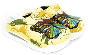 Terlik Sabo Air ST204 Max Leather Womens Clogs Mules Slippers Sabot Shoes, Butterfly, EU 42, UK 8