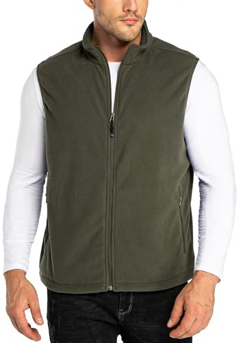 33,000ft Men's Fleece Vest, Lightweight Warm Zip Up Polar Vests Outerwear with Zipper Pockets, Sleeveless Jacket for Winter