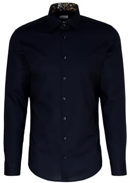 Silkesdekal herr business skjorta – slim fit – strykfri – Kent krage – långärmad – 100% bomull, blå, 44 SE