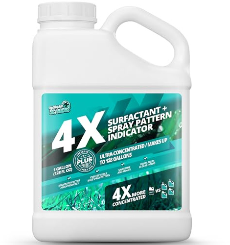 4 tintes indicadores de patrón de pulverización + tensioactivo, tinte de marcado de fertilizantes y agente humectante para una aplicación fácil y eficaz, tinte azul líquido para marcar césped, marca y