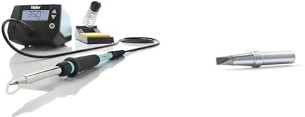 Weller WE 1010 (T0053298699) 70 W/230 V Digital 1-Kanal-Lötstation, Temperaturbereich 100°C – 450°C & ET C (4ETC-1) Lötspitze Meißelform zum Weller WE 1010, Breite 3,2 mm, Dicke 0,8 mm, 1 Stück