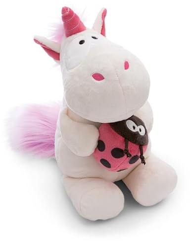 NICI Kuscheltier Einhorn Theodor mit Marienkäfer 25cm weiß - Stofftier aus weichem Plüsch, niedliches Plüschtier zum Kuscheln und Spielen, für Kinder & Erwachsene, tolle Geschenkidee - 61387