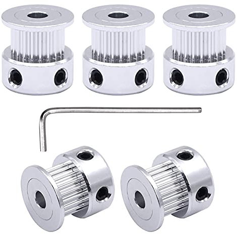 ILAZI Riemenscheibe für 3D-Drucker, 6,35 mm, Bohrung, 20 Zähne, GT2, 6 mm breit, 20 Zähne, Zahnriemenscheibe aus Aluminium, 5 Stück (Größe: 4 mm)